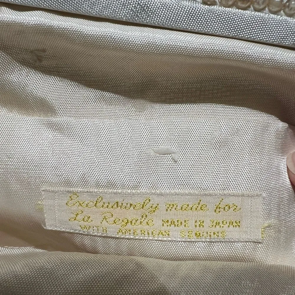 Vintage Beaded Evening Clutch‎ Bag - Pearlescent Sequins & Pearls, Made in Japan - Image 5