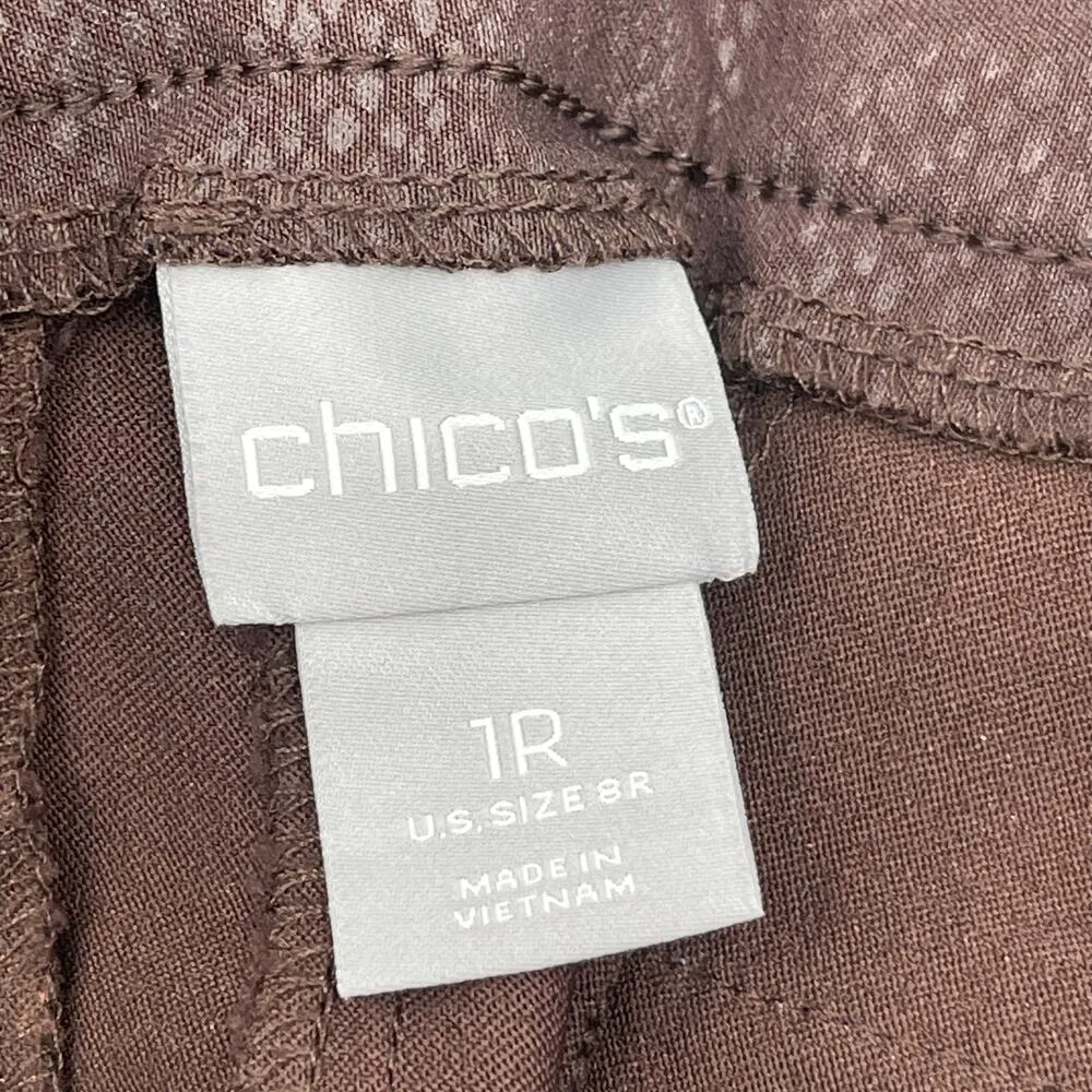 CHICO'S Pants Pull On US Size 8R So Slimming Ankle Reptile Brown Sheen Stretch - Image 5