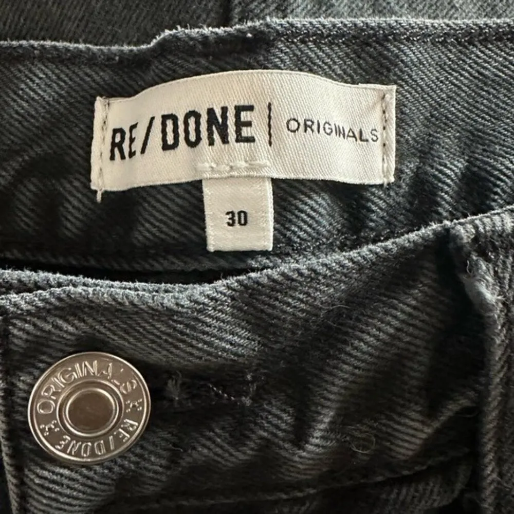 RE/DONE High Rise Washed Black Cut Off Denim Shorts Size 30 - Image 5