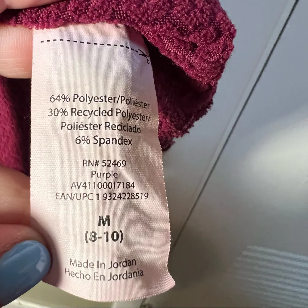 Avia Quarter Zip Sweatshirt Burgundy Purple Fleece Lined M 8-10 - Image 8