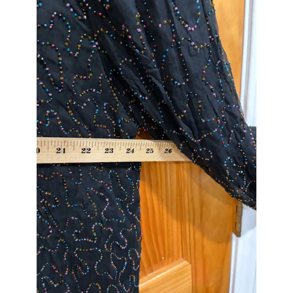 Vintage Saks Fifth Avenue Black Beaded Silk Jacket Holiday Cocktail - Image 7