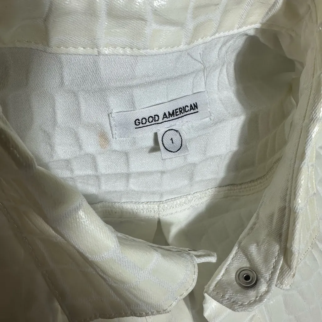 Good American Ivory Croc-Embossed Shirt - Image 5