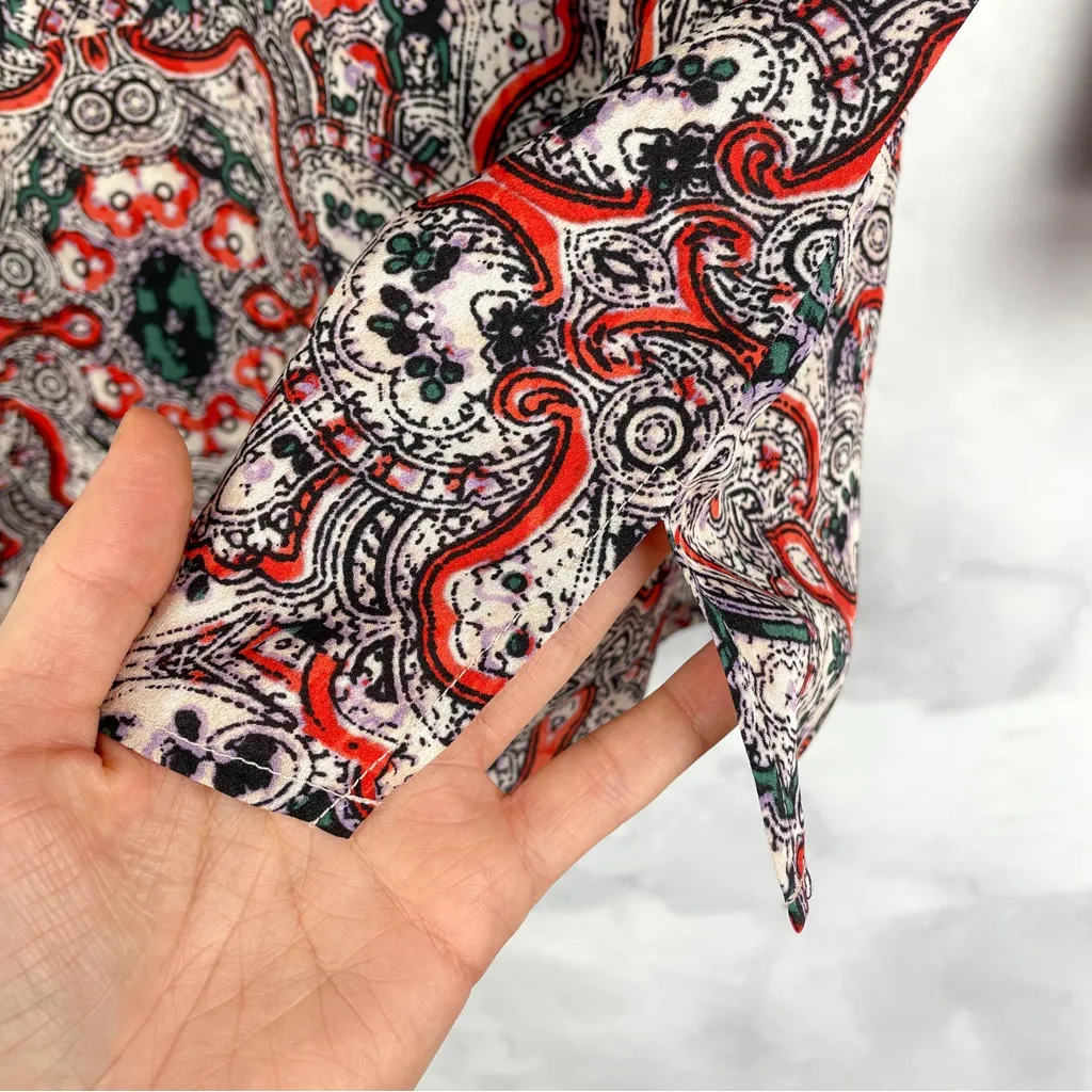 NWT The Limited Mosaic Abstract Print Ruffle V Back 3/4 Sleeve Blouse Top Boho S - Image 6