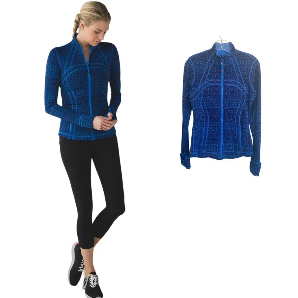 Lululemon Define Jacket Triometric Stripe Blue Full Zip Sz 8 - Image 2