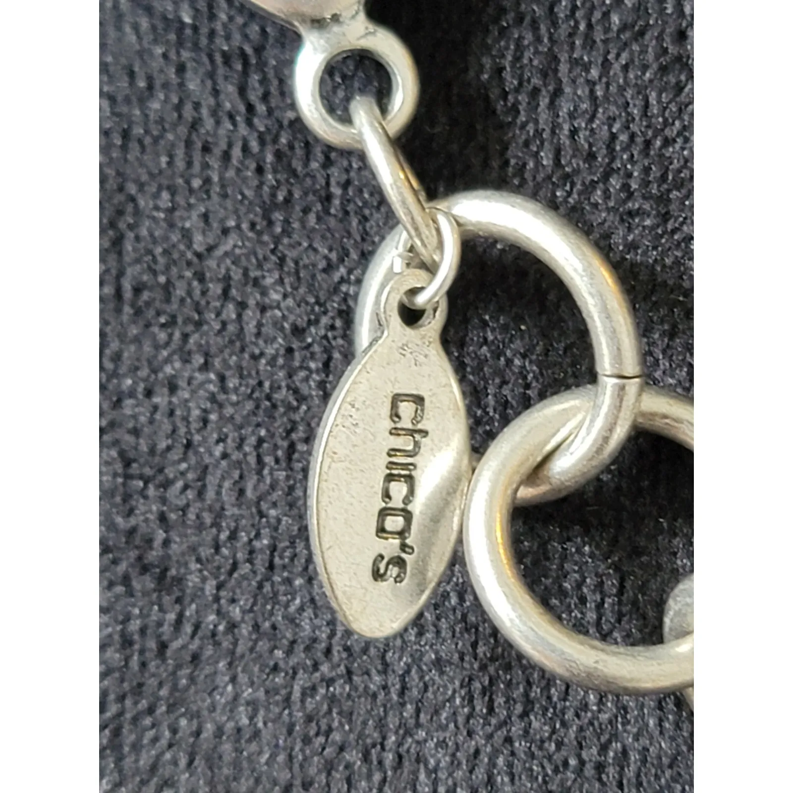 Chico's Women's Silver Tone Charm Necklace With Toggle Lock Fish Shell Beads - Image 7