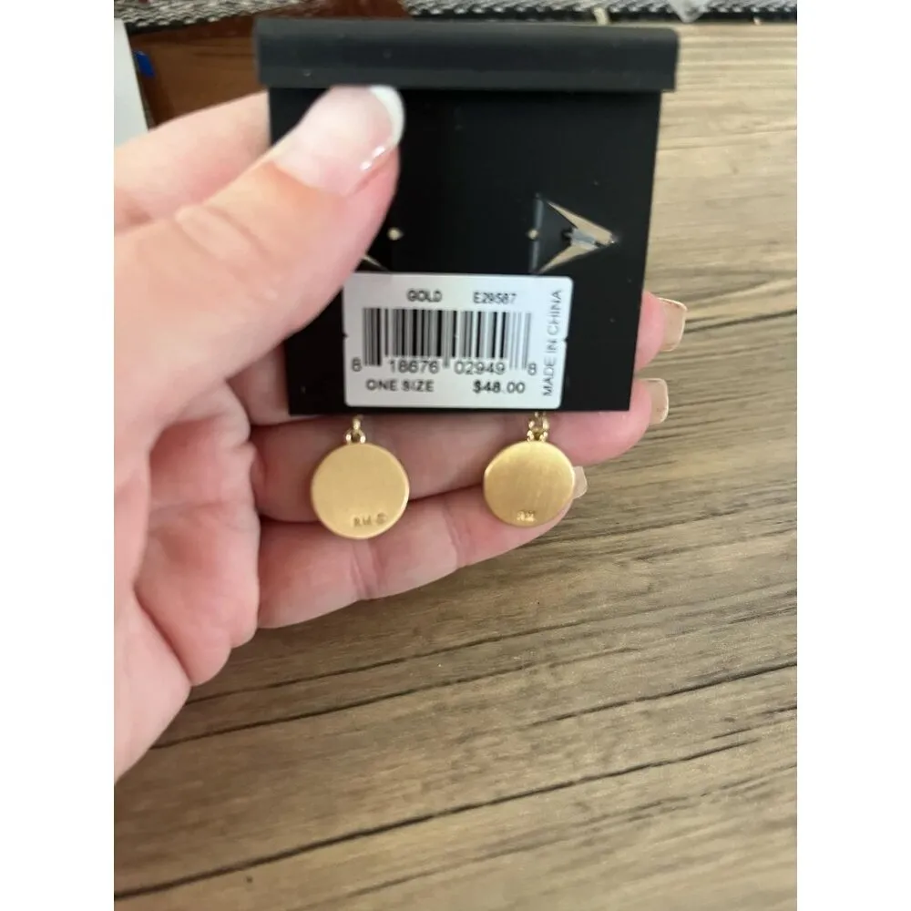 Etched Coin Hoops Gold Earrings - Image 2