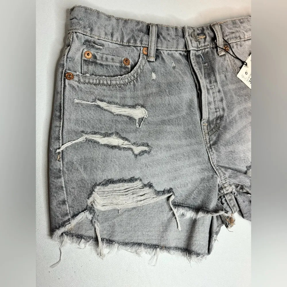 Zara High Rise Denim Shorts gray casual classic summer beach comfy outdoor style - Image 10