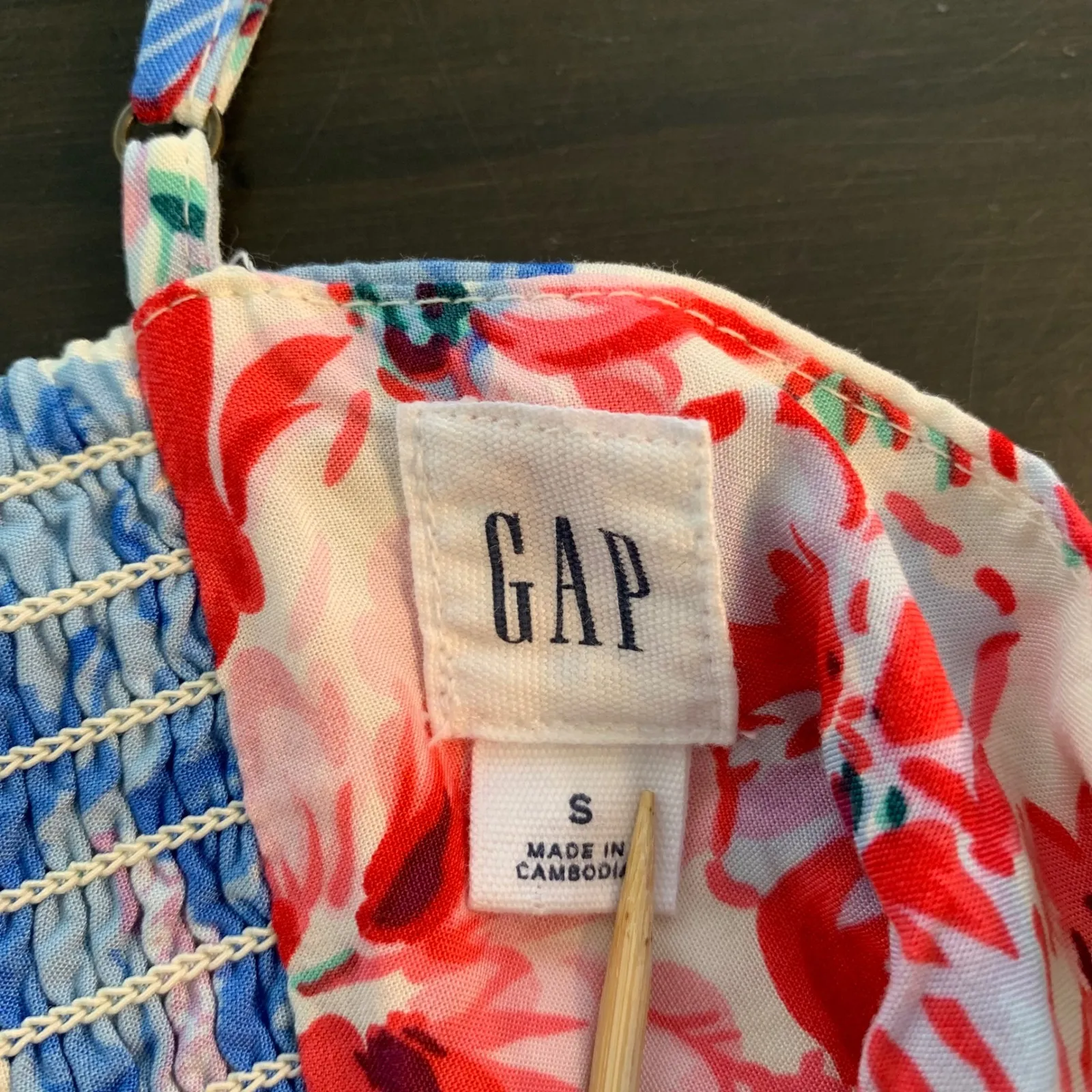 GAP Women's Slip Dress Floral Print Smocked Camisole White Blue Pink Size S - Image 3