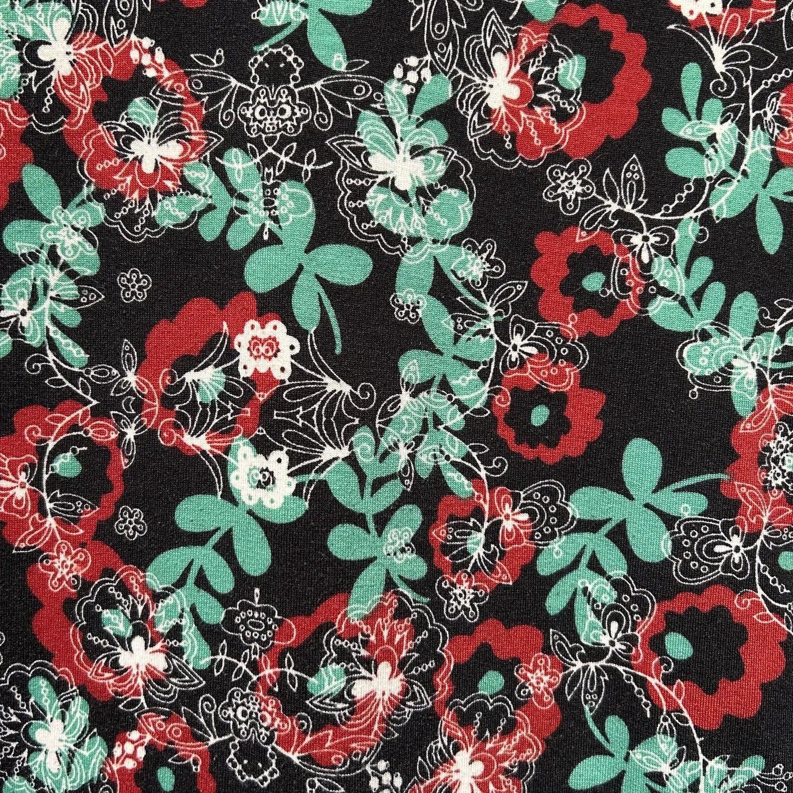 Lularoe Women's XS Red/Green/Black Floral Irma Tee Shirt X-Small Christmas Xmas - Image 6