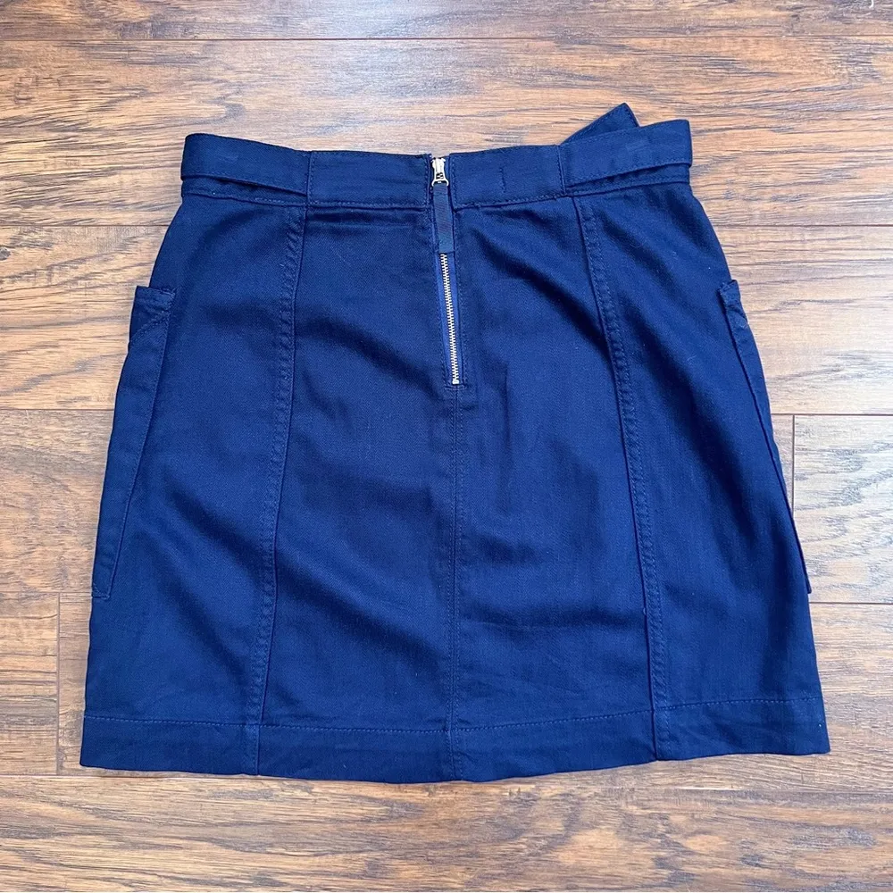 Pilcro • Anthro Mina A-Line Skirt navy blue mini patch pocket twill - Image 9