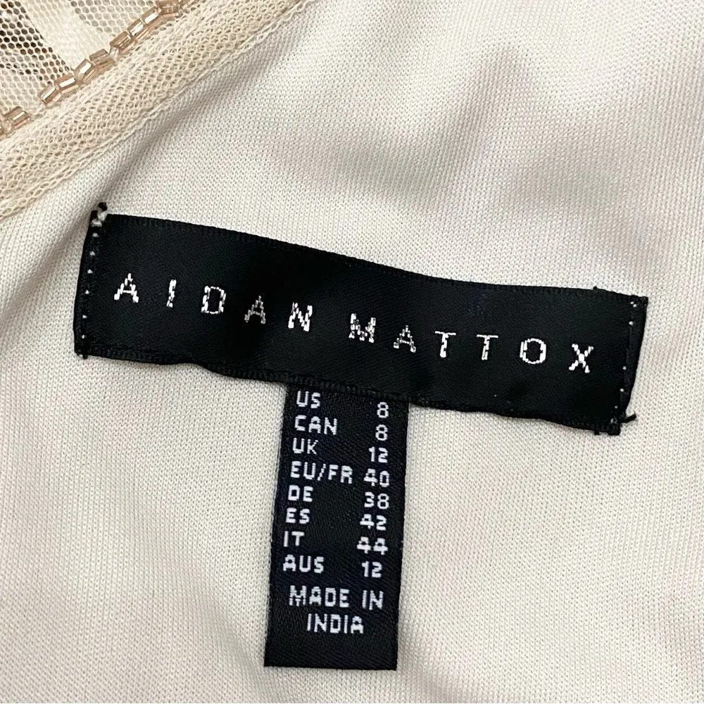 AIDAN MATTOX Beaded Sweetheart Cold Shoulder Capelet Sleeve Gown Long Dress 8 - Image 14