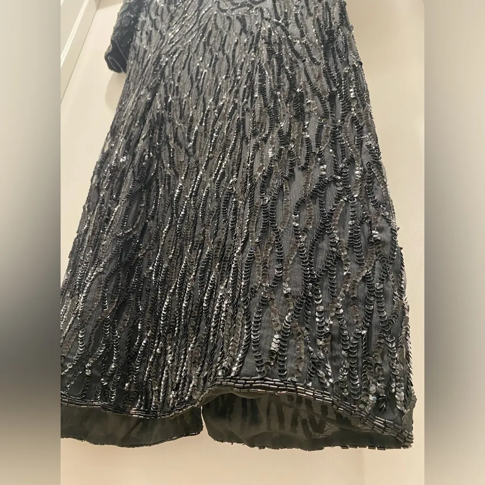 VTG 80s Stenay Black Sequin Formal Cocktail Party Above Knee Short Sleeve Dress Size 10 - Image 10