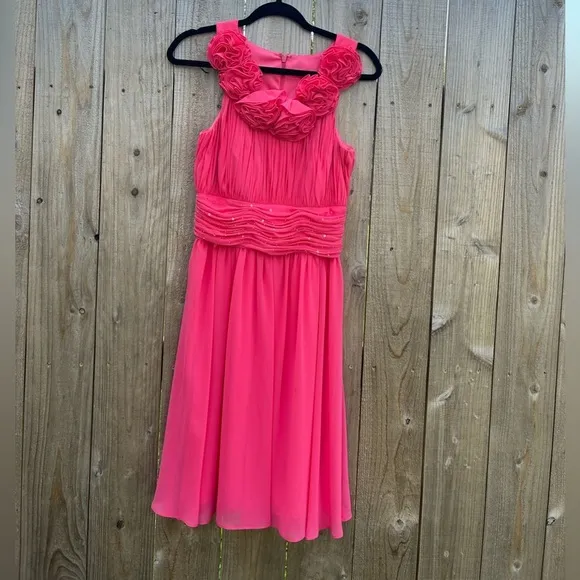 JS Boutique Barbie pink formal dress‎ ruffle size 4 rhinestone prom dance - Image 2