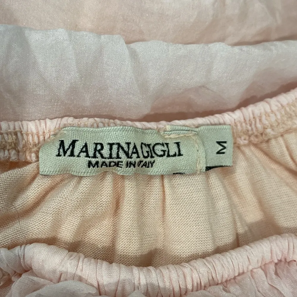 Marina Gigli Italian 100% Silk Short Sleeve Off Shoulder Lace Trim Top M Pink Size M - Image 5