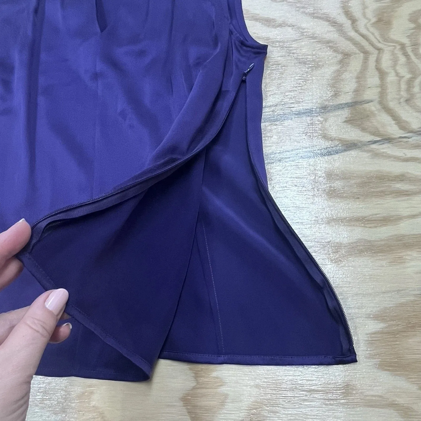 Vintage Talbots 100% Silk Tank Blouse Top Size 2 100% Silk Classic Purple Career - Image 5