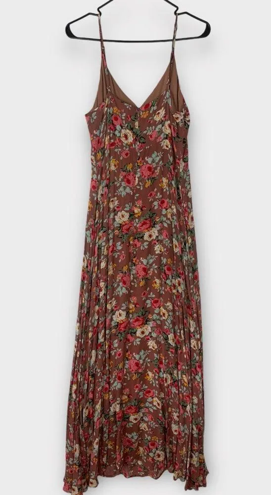 Lulu's size medium floral maxi dress tank split rose mauve flowers guest party - Image 4