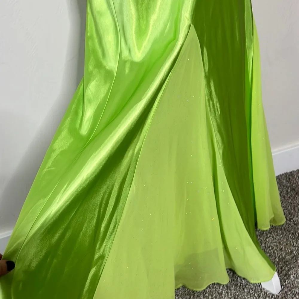 Vintage 90s Satin Sparkle Prom Dress Green Size undefined - Image 7