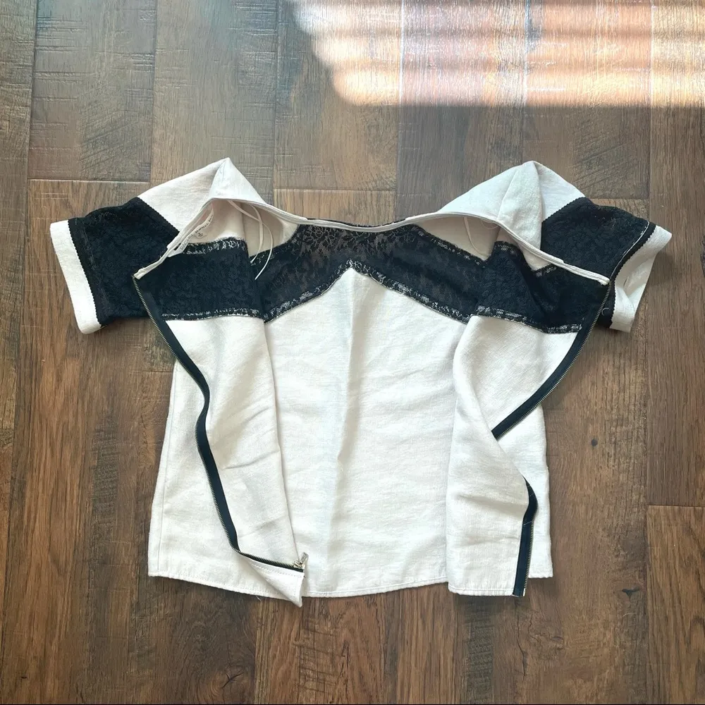 RACHEL ROY pink/nude and black lace top - Image 4