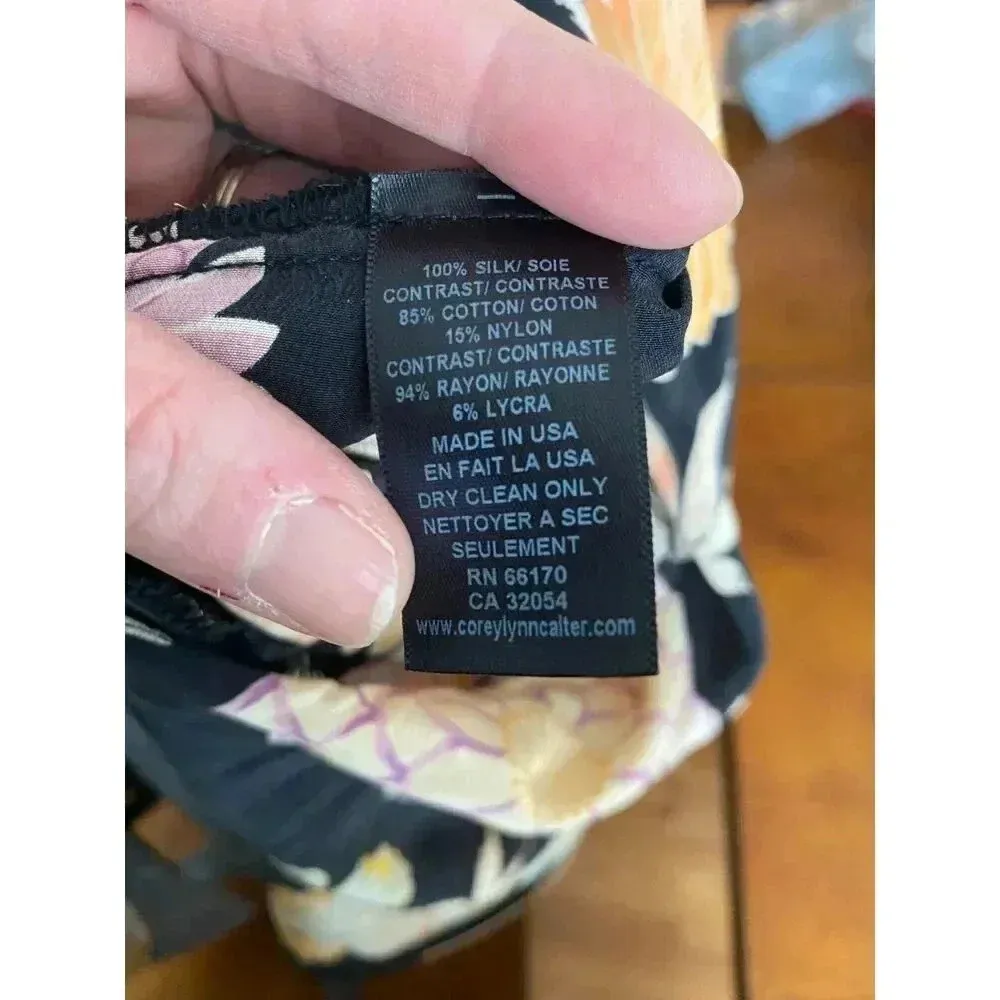 Corey Lynn Calter for Anthropologie Dahlia Lace 100% Silk Open Kimono USA Made Black Size M - Image 4