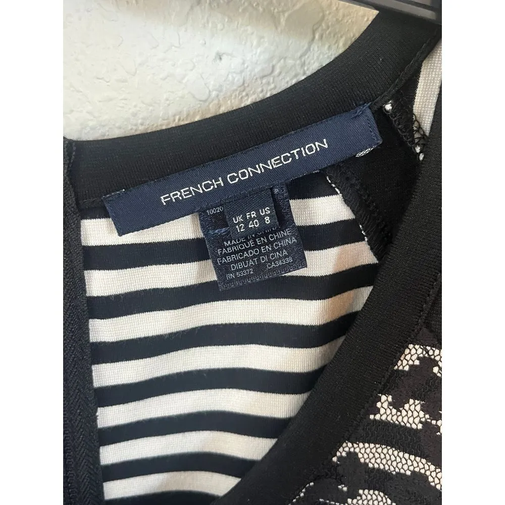 8 French connection city‎ lace sheath dress stripes black white leapord cheeta - Image 5