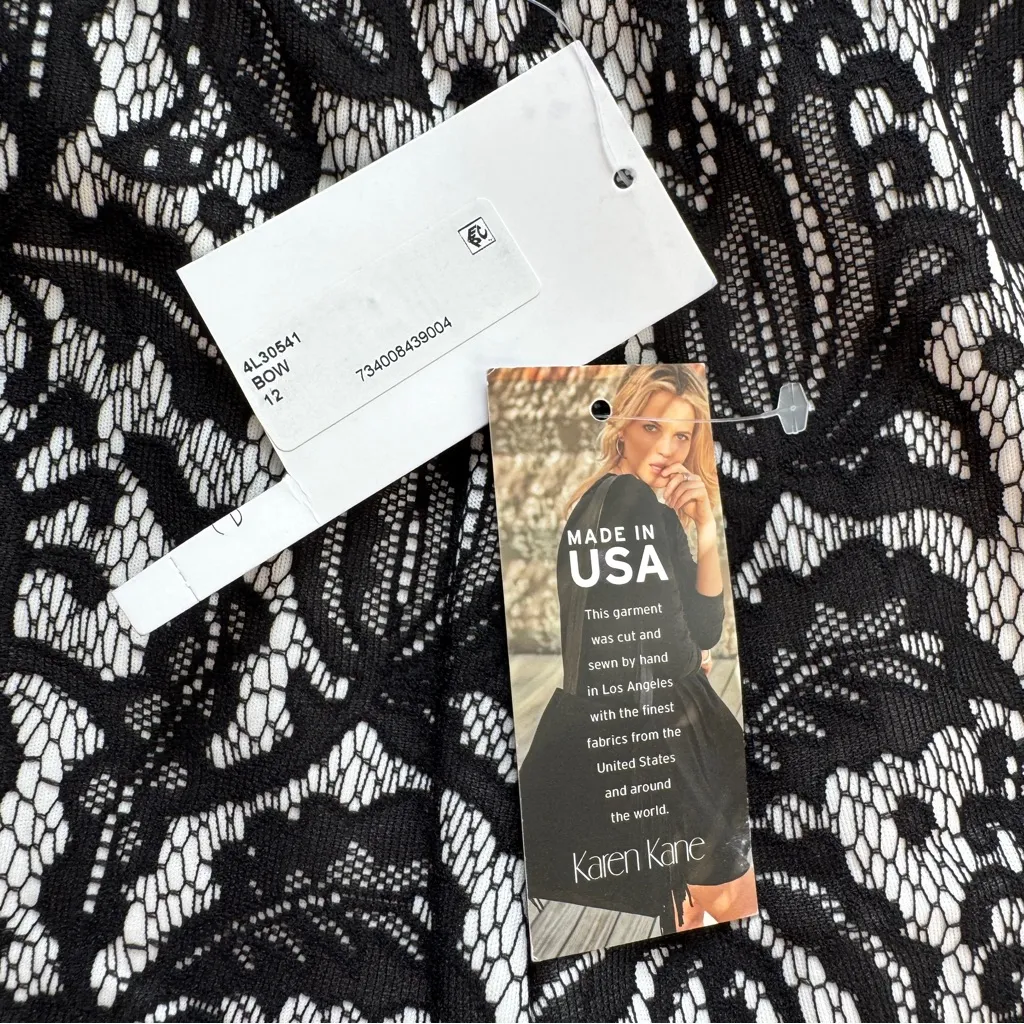 Karen Kane Black and White Floral Lace Boho Print Ponte Pants Size 12 NWT - Image 6