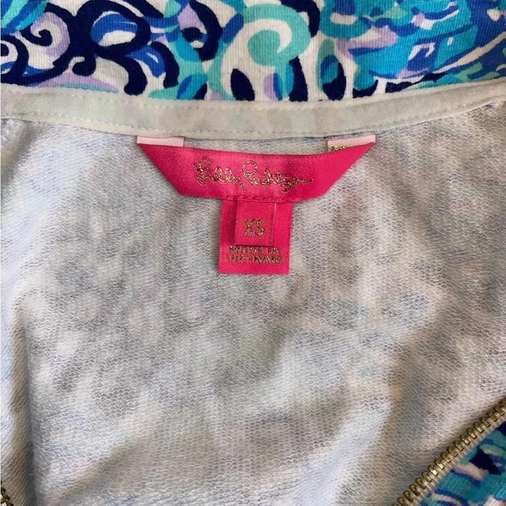 Lilly Pulitzer Blue Embellished Tunic with Mandarin Collar - Image 4