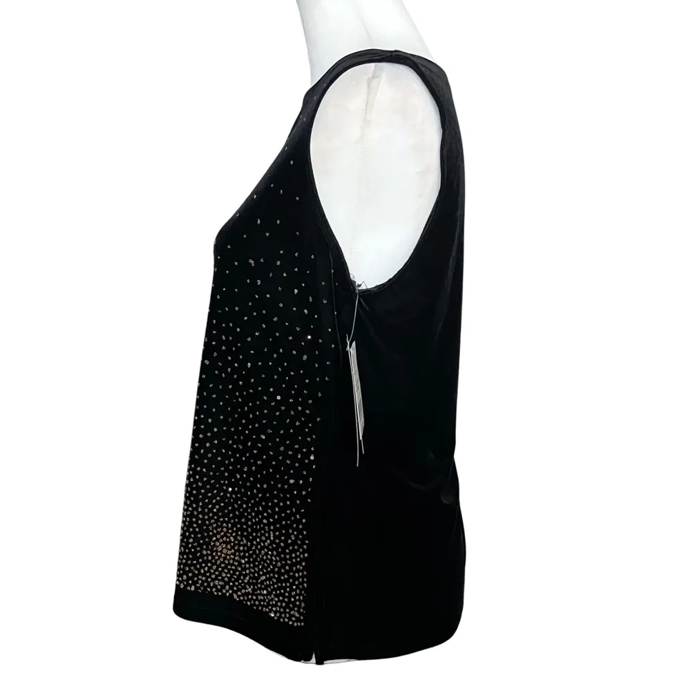 Vintage 90s NWT Black Velvet Gold Beaded Going Out Top. M/L. Fairy Whimsigoth Size L - Image 4