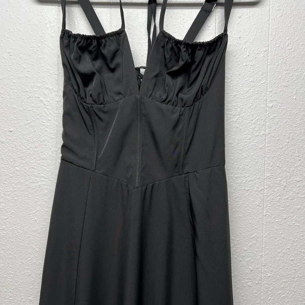 Marthea Womens Maxi Dres Large Corset Fairygoth Renaissance Witchy Regency Boho Black - Image 3