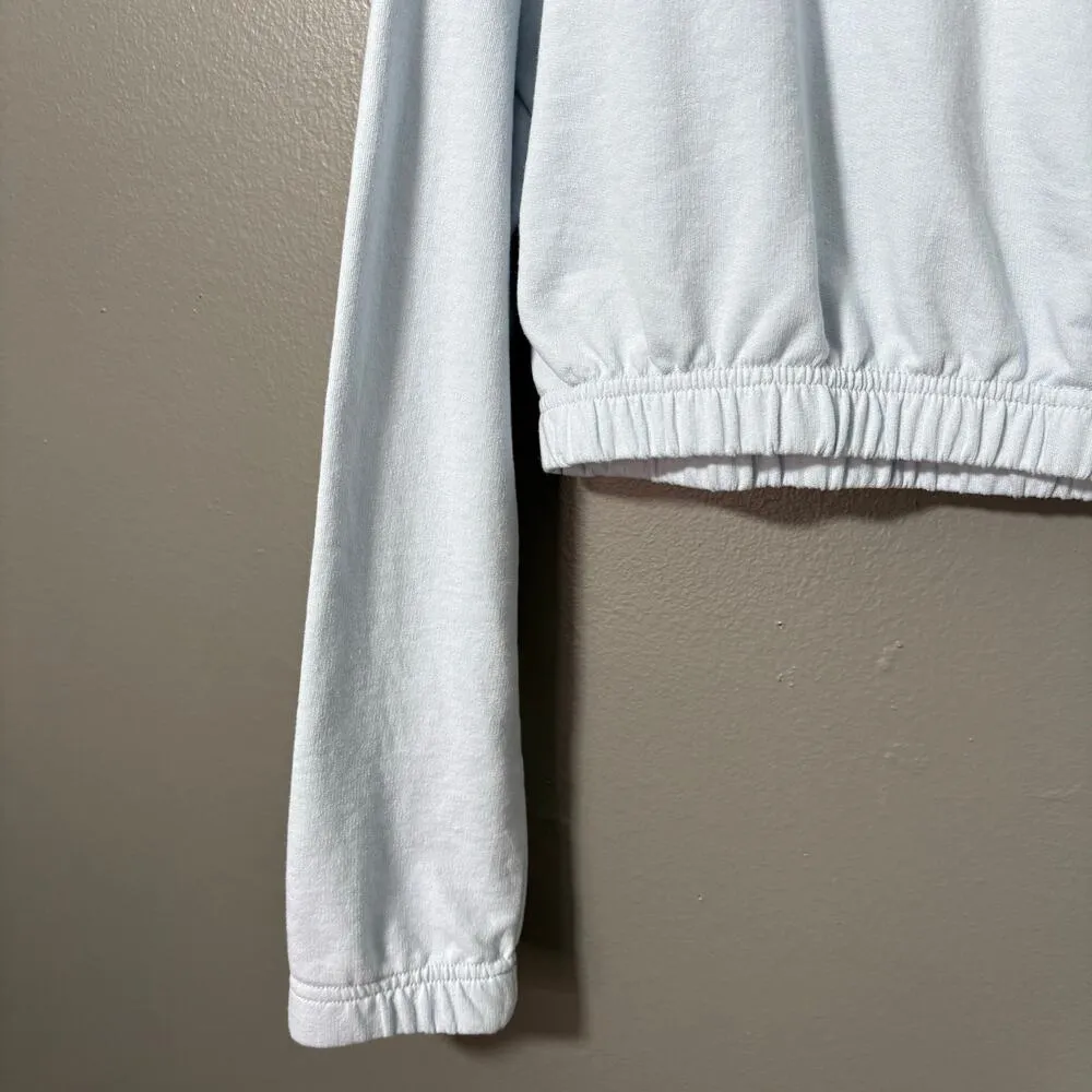 Refuge Athletics Women's Pale Blue Crop 3/4 Zip Sweatshirt - Small - Athleisure - Image 3