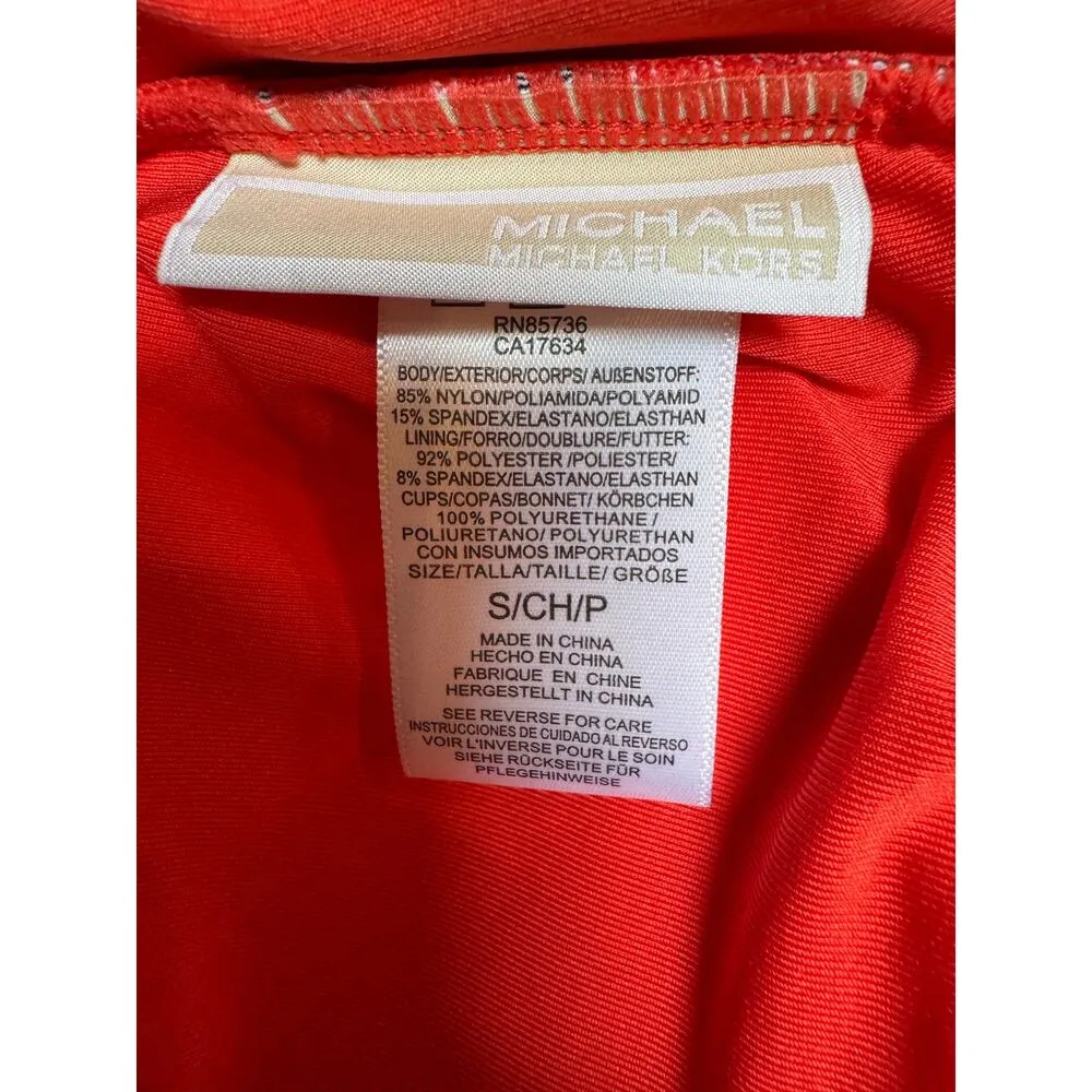 Michael Kors Zebra Zip Back Bandeau Bikini Top - Ruby Red Size Small (New) - Image 7