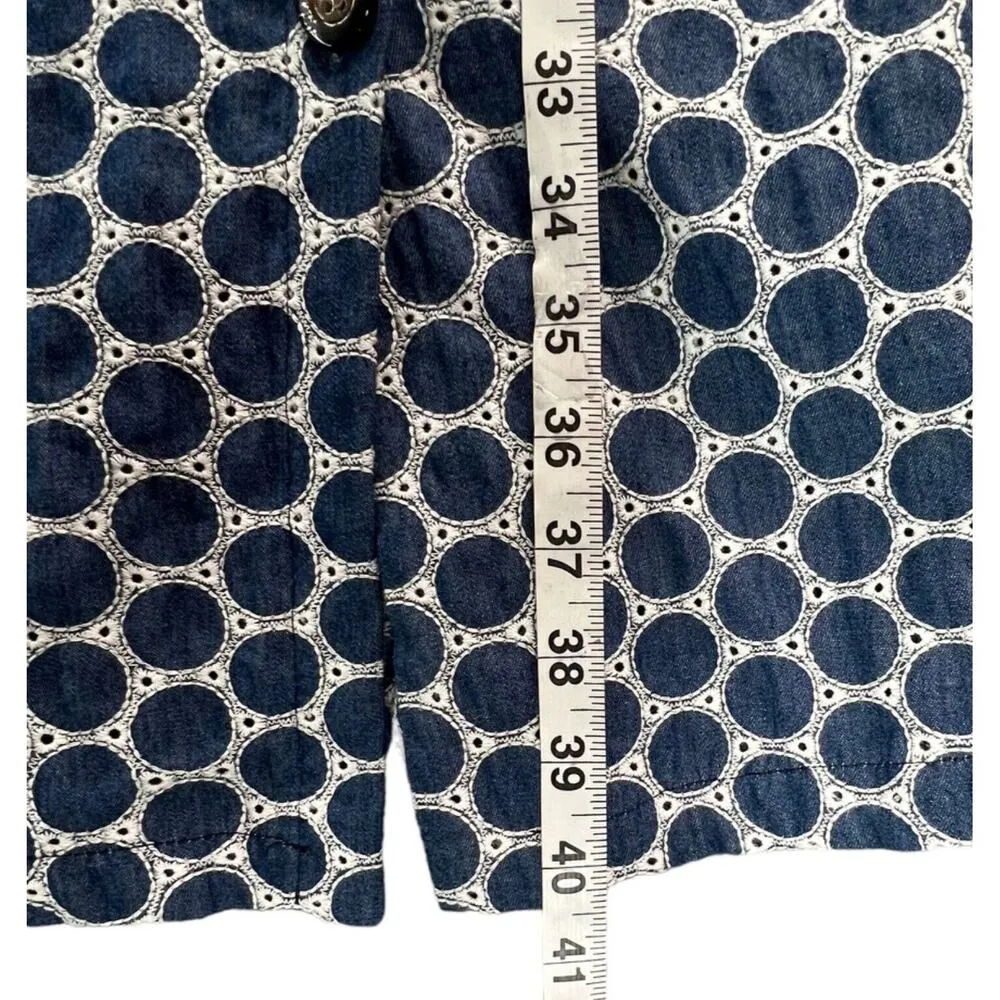 Anthropologie Waverly Grey Morin Dress Women S Blue White Polka Dot Button Front - Image 10