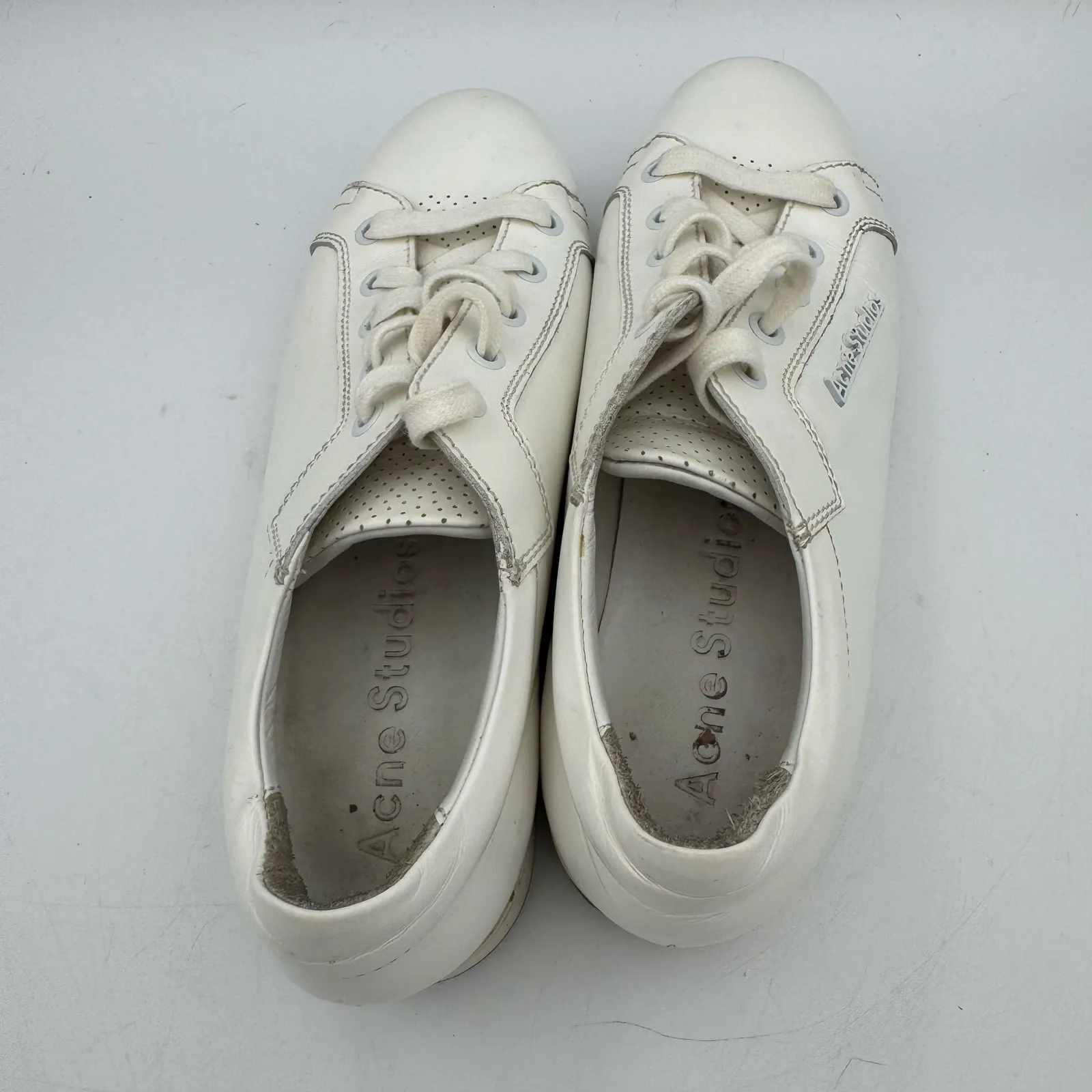 Acne Studios White Leather Platform Sneakers Sz 37~US 6.5–7 Minimalist Designer - Image 6