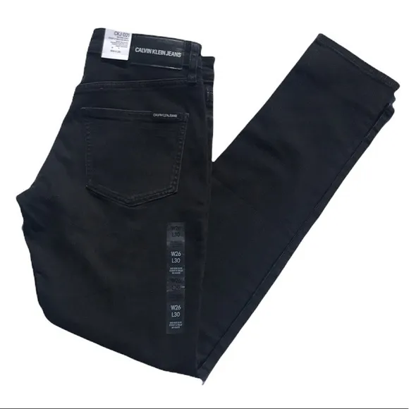 Calvin Klein Jeans CKJ 011 Mid Rise Skinny Distressed Black Jeans W26 X L30 New - Image 2
