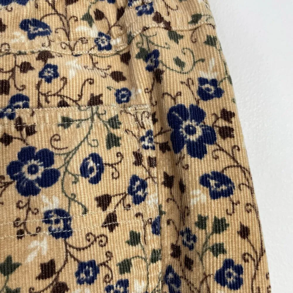 Vintage Y2K 90s Bobbie Brooks Corduroy Floral Long Button Skirt Prairie 6 26 - Image 8