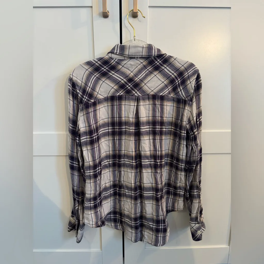 RAILS HUNTER PLAID BUTTOM UP SHIRT WHITE PINK SPARKLE SIZE XS CABINCORE - Image 2