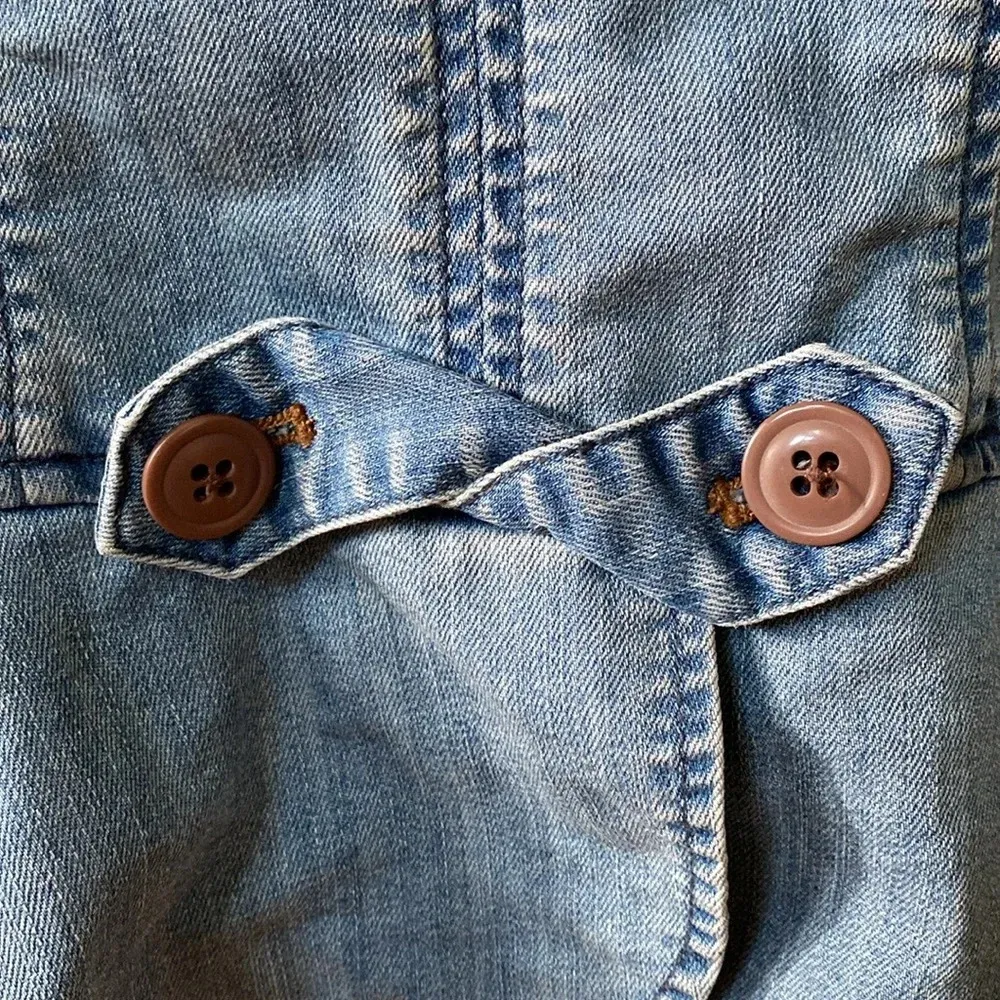 Peplum Denim Jean Jacket Blazer Size 4 Twist Details - Image 7