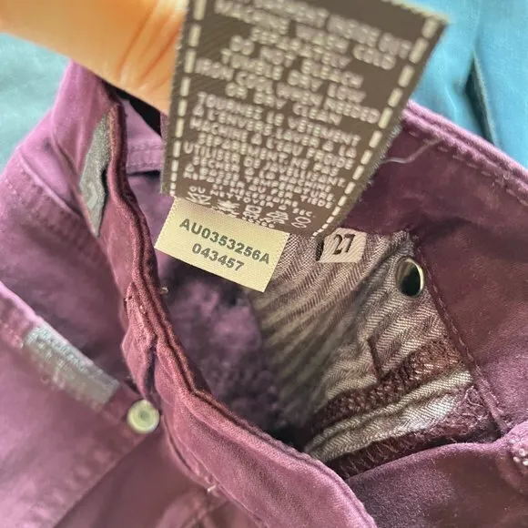 7 For‎ All Mankind Pink Au0353256a Skinny Jeans Maroon Pants Womens Size 27 - Image 8