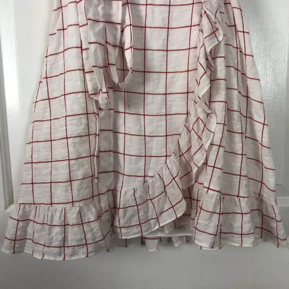 Wayf Josie Red White Checker Wrap Dress Sleeveless Belted Casual Summer XS Mini - Image 7