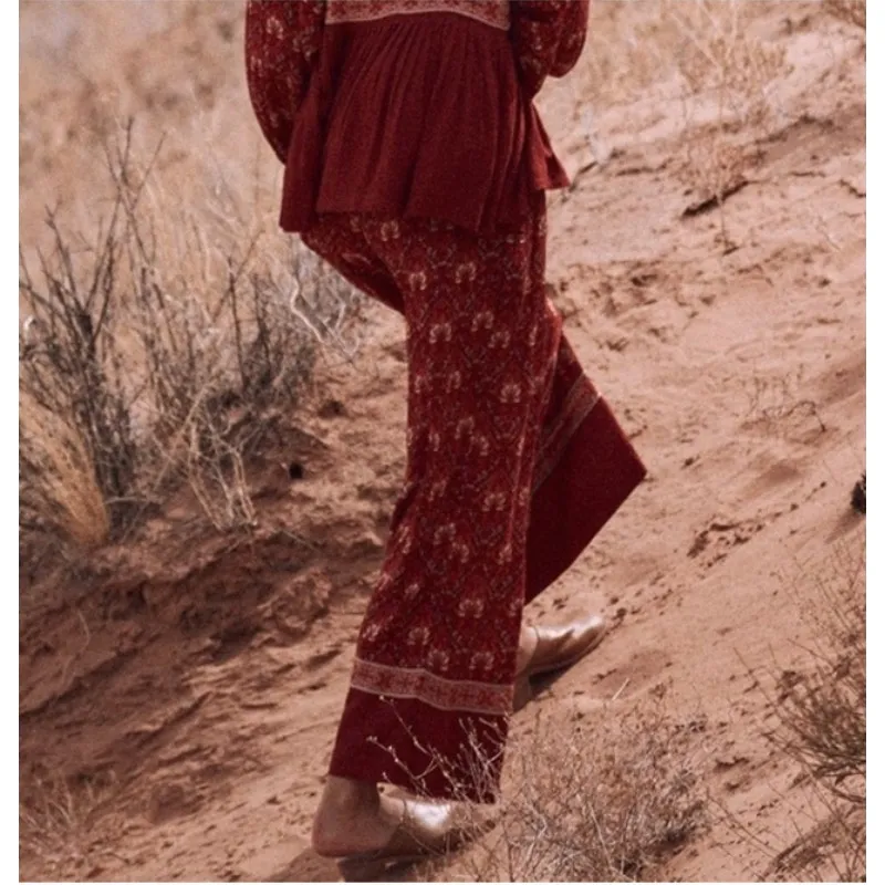 Spell & the Gypsy Jewel Palazzo Pant in Copper Womens XS Paisley Red - Image 13