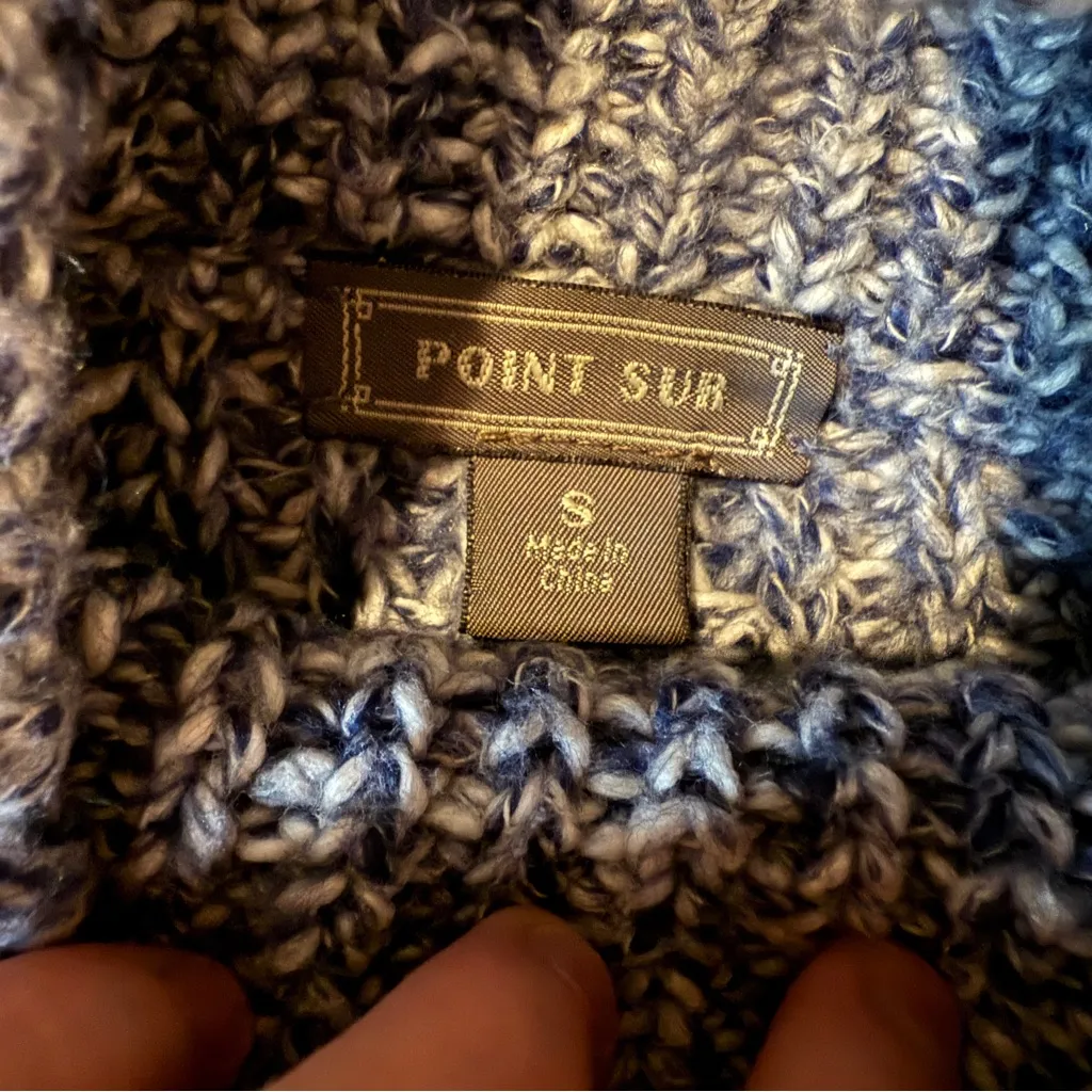 J.Crew Point Sur Turtleneck Sweater Women’s Size Small Blue White Marled Chunky - Image 3