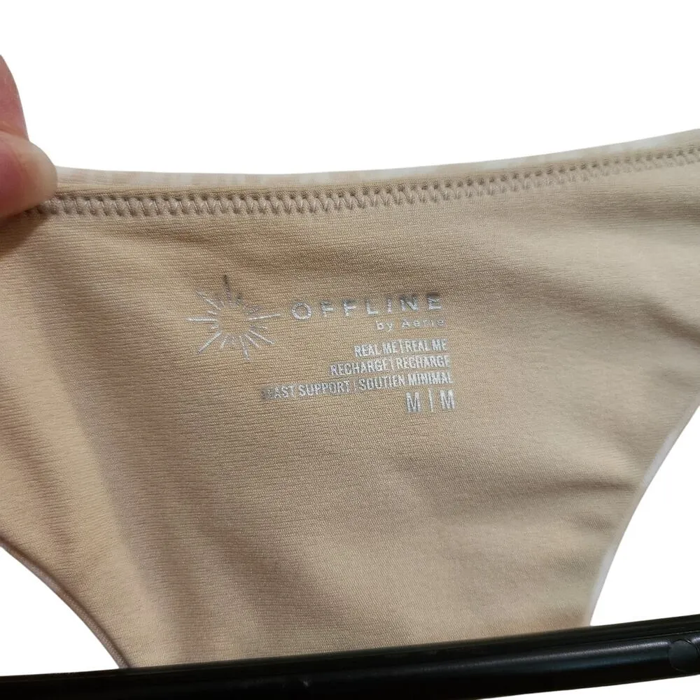 OFFLINE By Aerie Real Me Racerback Longline Sports Bra Soft Oat Beige Medium - Image 4