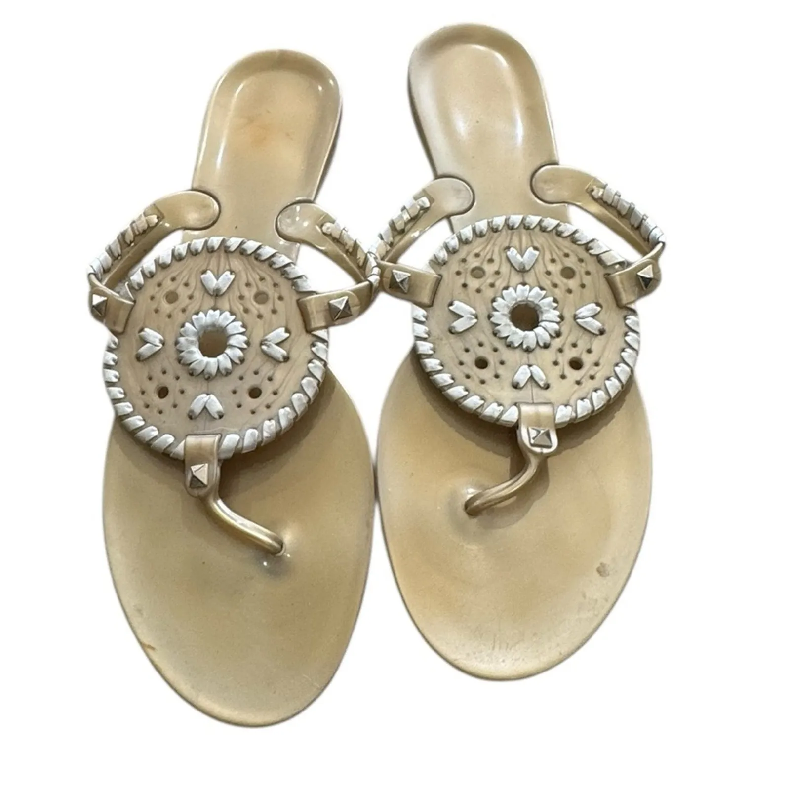 Jack Rogers Gold GEORGICA Jelly flip flop slip on Sandals size 10 - Image 4