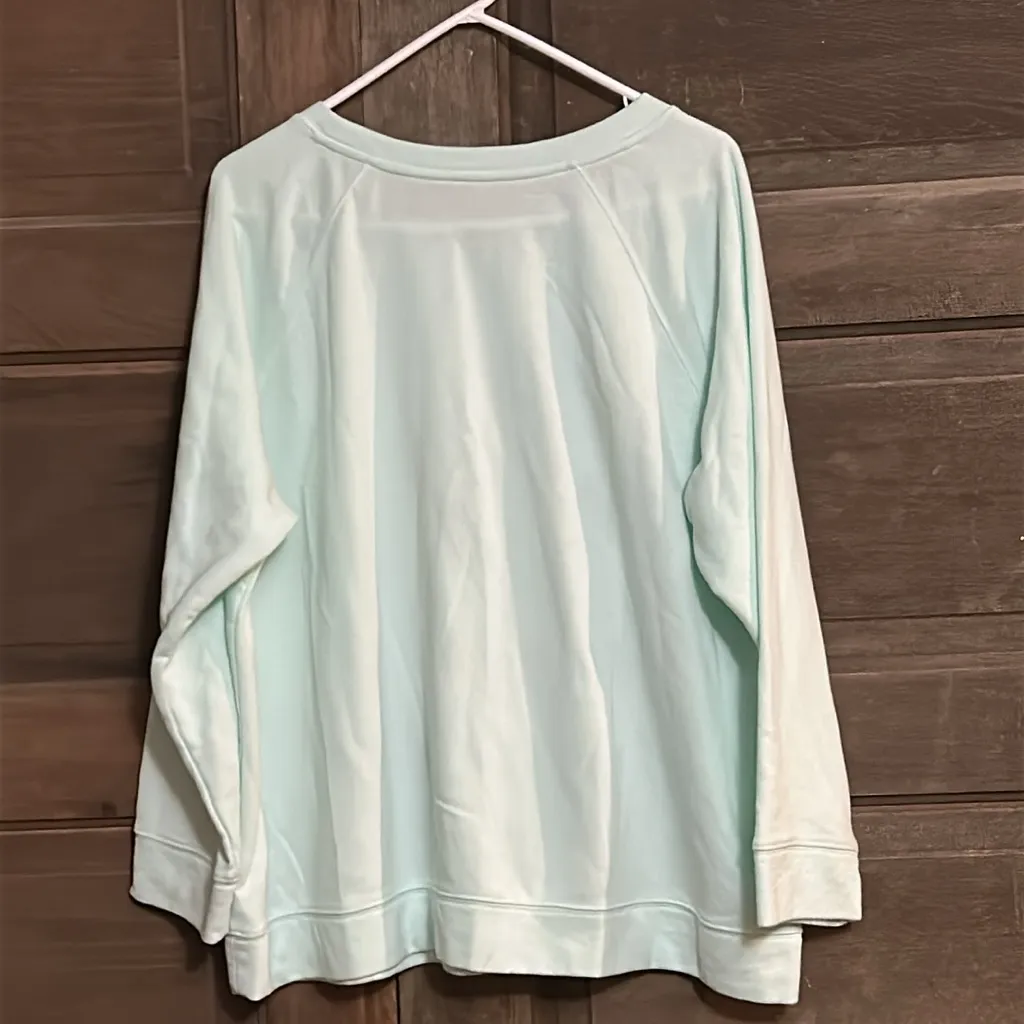 Talbots Wonen’s  Crew‎ Neck Sweatshirt Size 2X Island Hopping Teal - Image 5