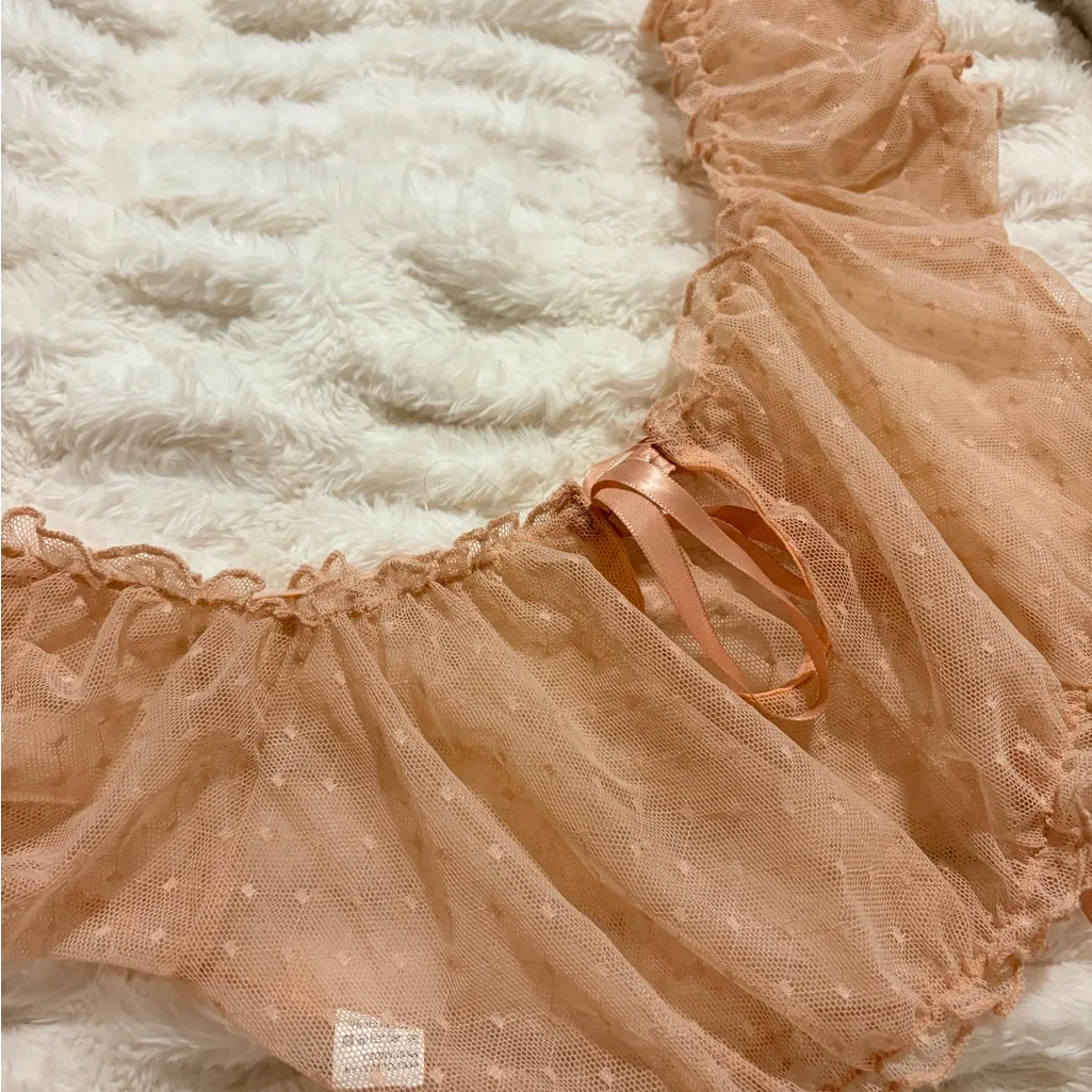 Sheer Peach Lingerie Top Pink - Image 2