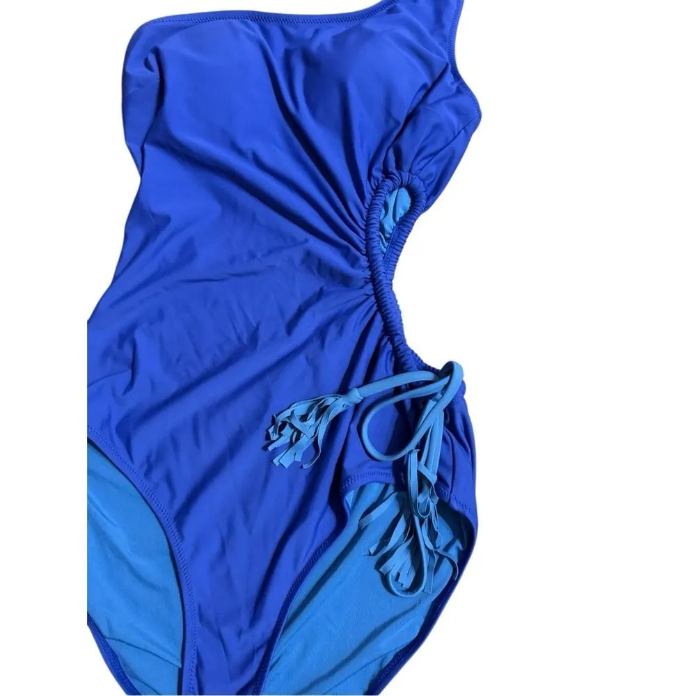 Aerie Tassel Cut Out Asymmetrical One Piece Swimsuit Sz S - Image 7