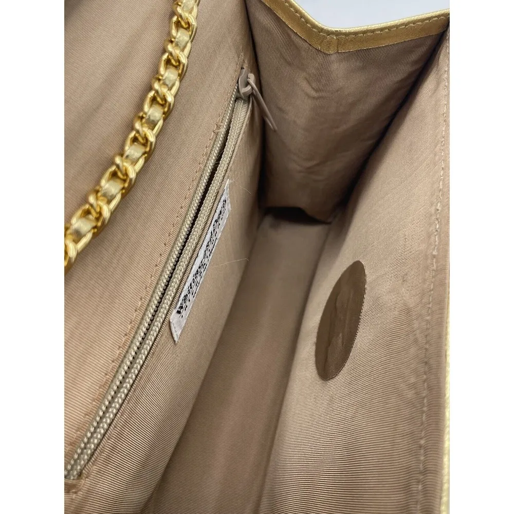 Whiting Davis International Gold Metal Mesh Structured Crossbody/Clutch Mirror - Image 11