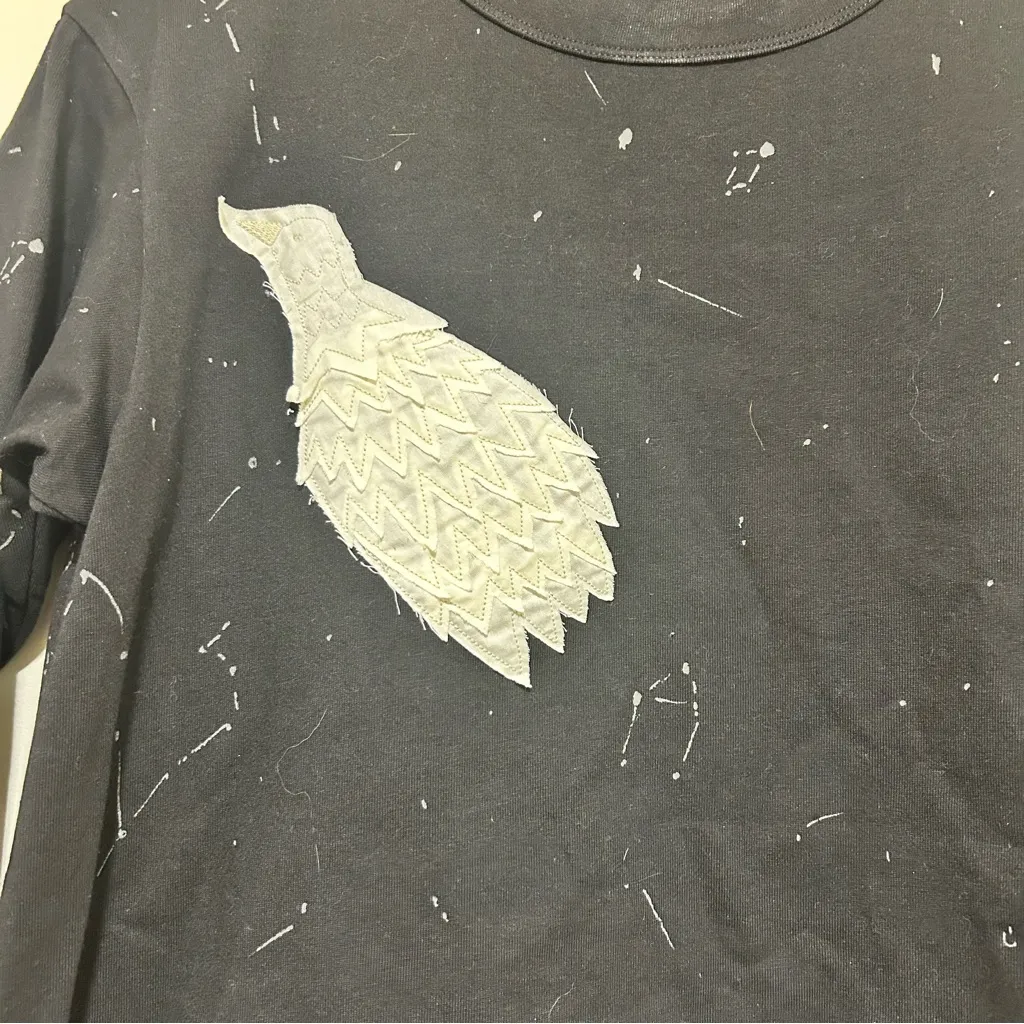 Yoshi Kondo Paris Cotton Art to Wear Embellished Bird Crewneck in Black Medium - Image 2