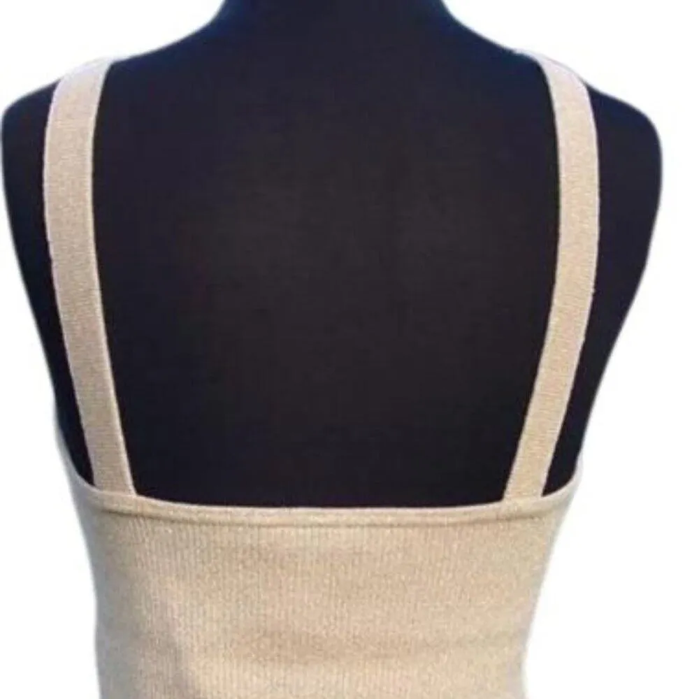Cache  Pearl Bead Sequin Encrusted Metallic Halter Top Open Back Stretch NWT $88 - Image 5