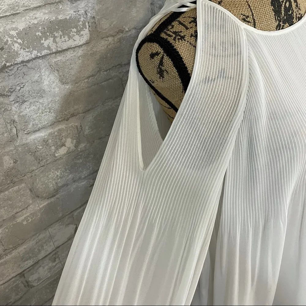 Zara Cold Shoulder Sheer Pleated Blouse - Image 3