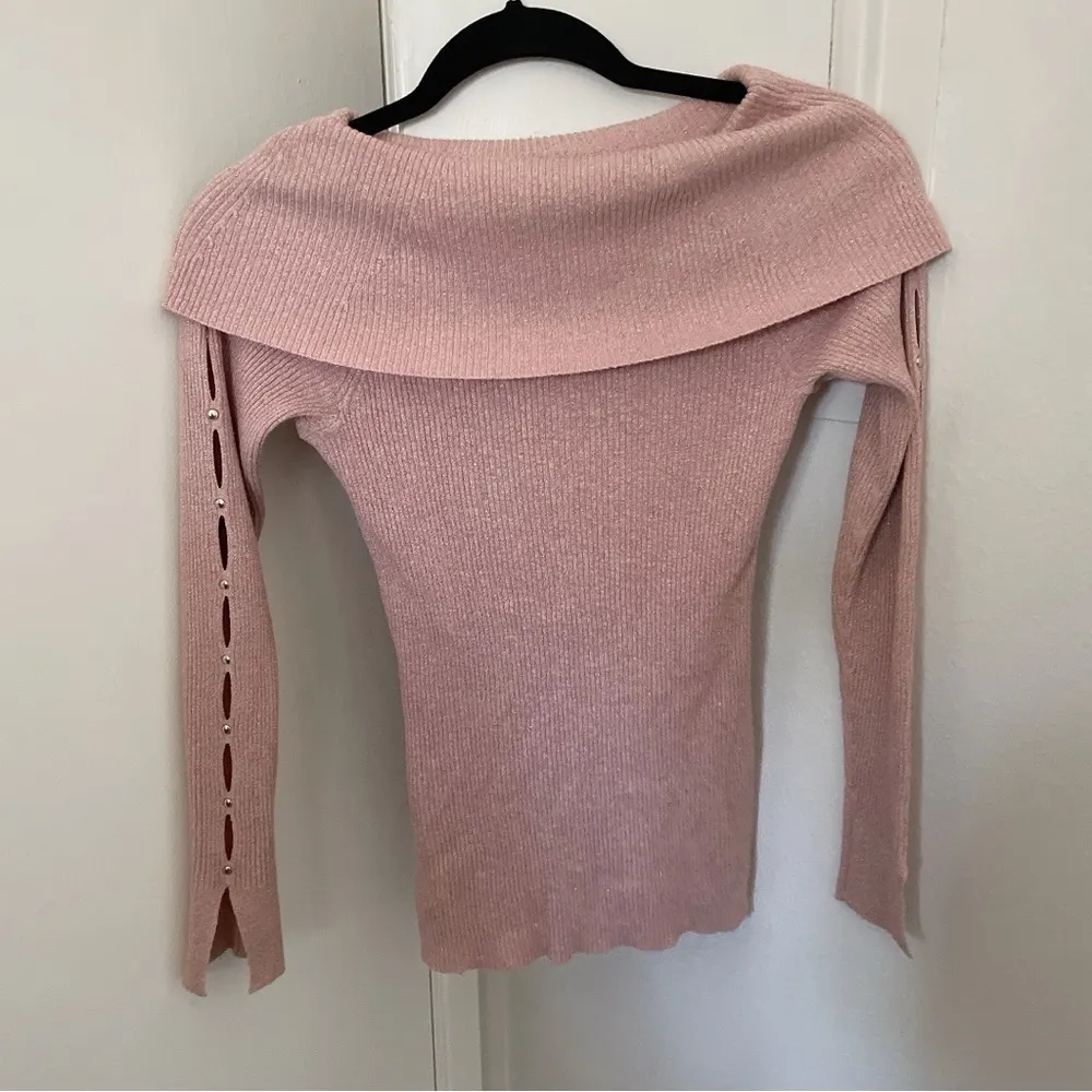 Michael Kors bling bling pink ripped off the shoulder sweater - Image 4